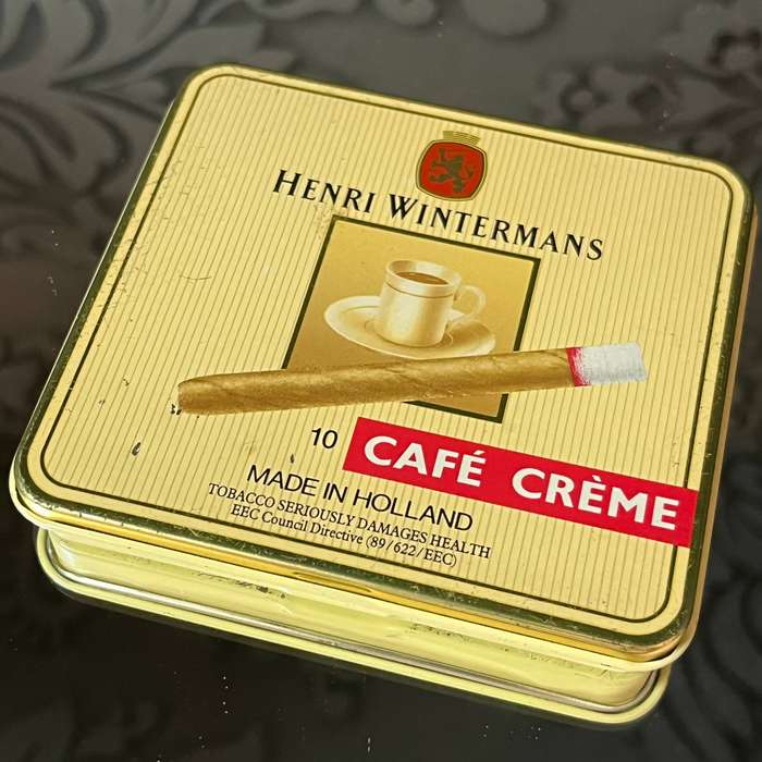 Vintage Henri Wintermans Café Crème Cigar Tin  Made in Holland (Gold)