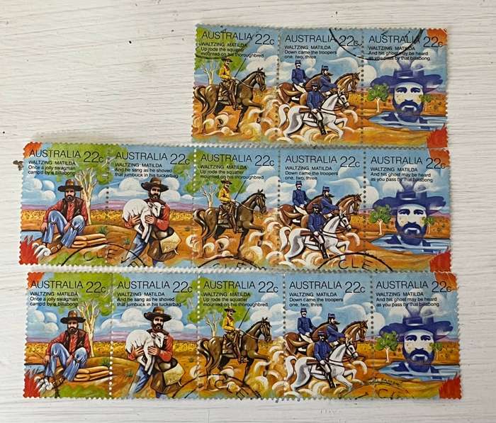 Australia 1979 Waltzing Matilda Stamps  Blocks & Strips (22c Issue)