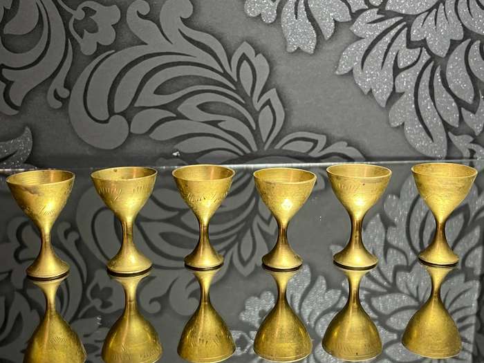 Vintage Miniature Brass Cups (Set of 6)  Goblets