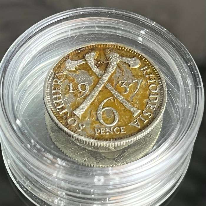 1937 Southern Rhodesia Silver Sixpence  King George VI