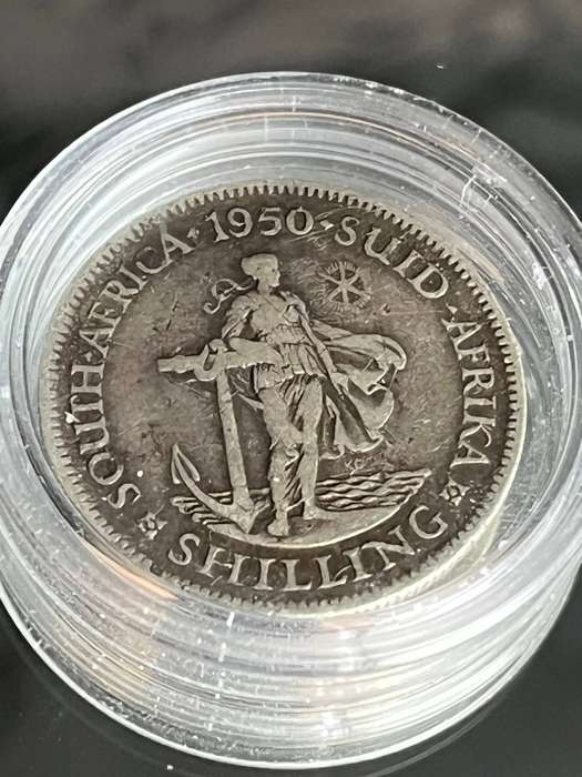 1950 South Africa 1 Shilling  King George VI Silver Coin