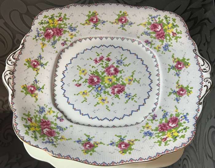 Royal Albert Petit Point Serving Plate  English Bone China  Embroidery Floral Design