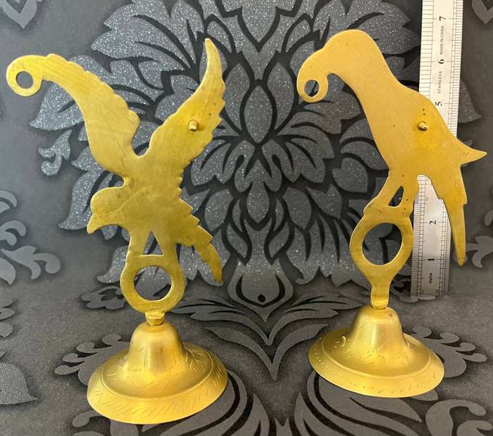 Pair of Vintage Copper Bird Figures  Hand-Etched Decorative Collectibles