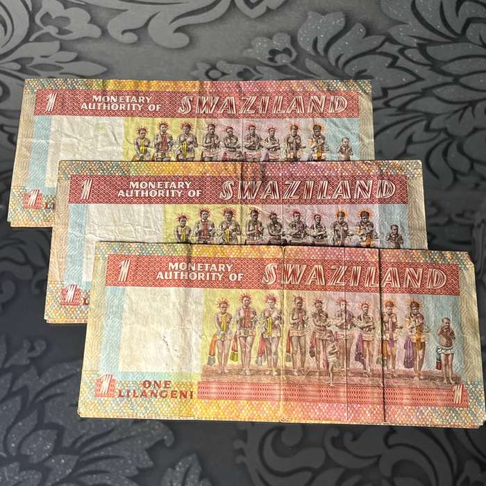 Swaziland  1 Lilangeni Banknotes (Set of 3)  King Sobhuza II