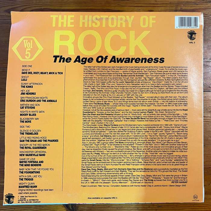  History of Rock Vol. 5  The Age of Awareness (1986)  Iconic Elvis Cover  Various Artists