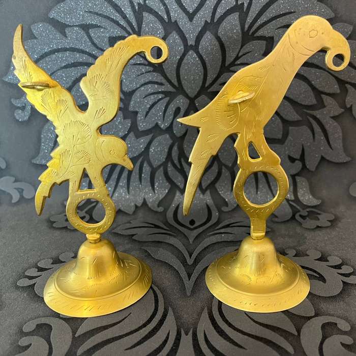 Pair of Vintage Copper Bird Figures  Hand-Etched Decorative Collectibles