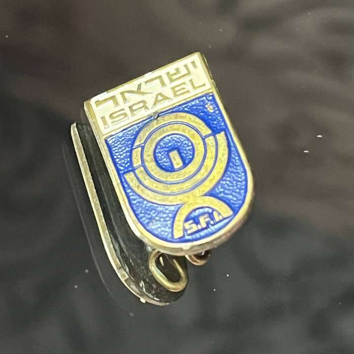 Vintage Israel Enamel Lapel Pin  Blue & Gold S.F.I. Badge