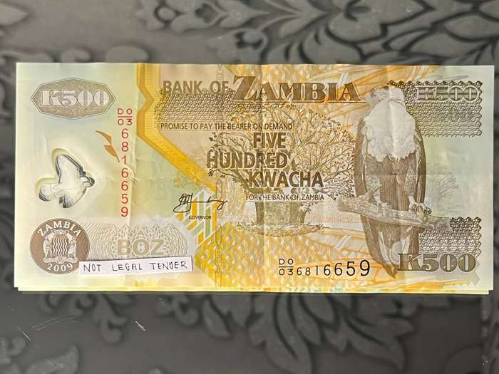 Zambia  500 Kwacha Banknote  2009 Issue  African Fish Eagle