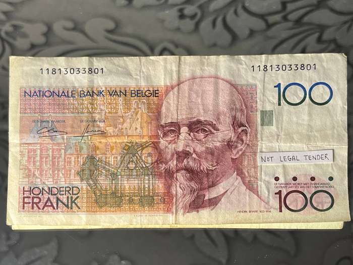 Belgium  100 Francs Banknote  Hendrik Conscience