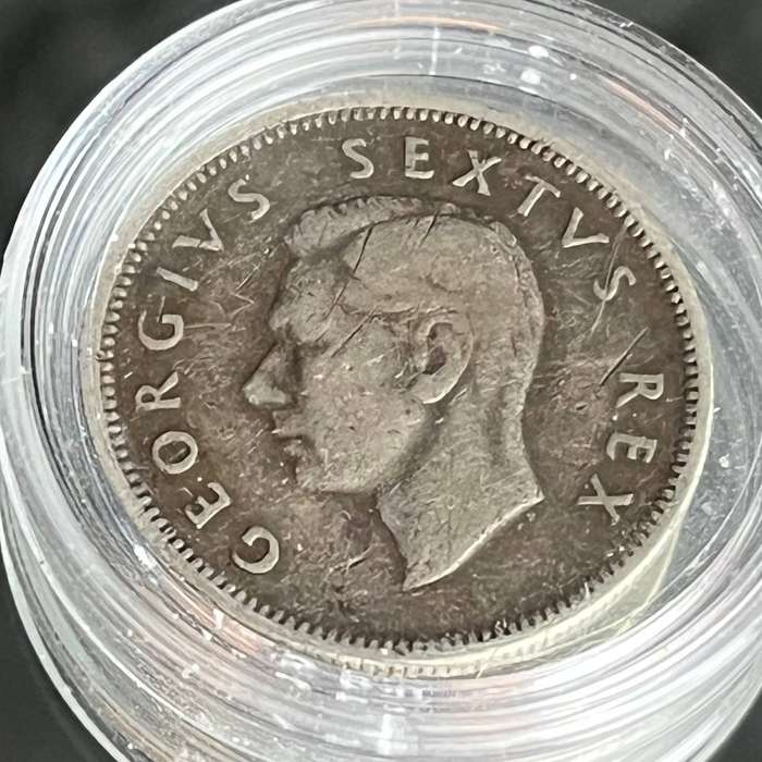 1950 South Africa 1 Shilling  King George VI Silver Coin