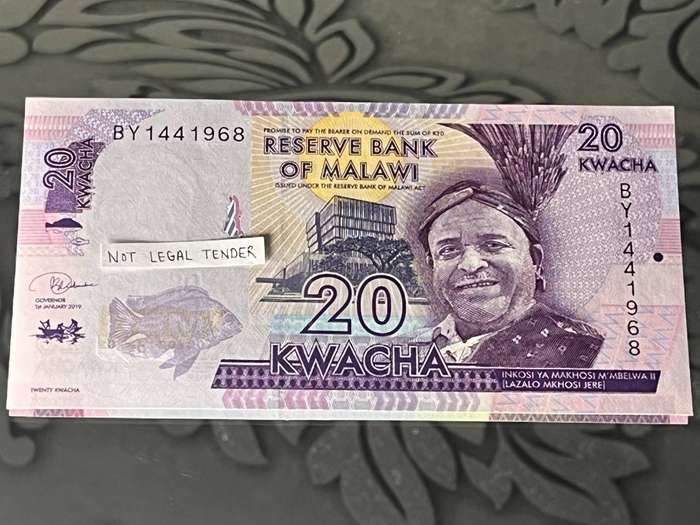 Collector Malawi 20 Kwacha Banknote  2019 Issue  Reserve Bank of Malawi (UNC)