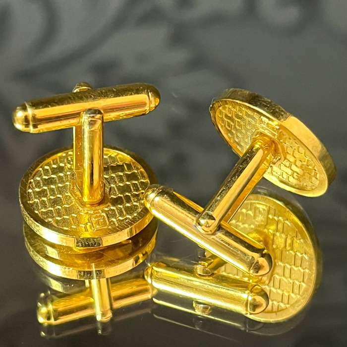 Classic Mens Gold-Tone Cufflinks  Collectors Monogrammed Pair