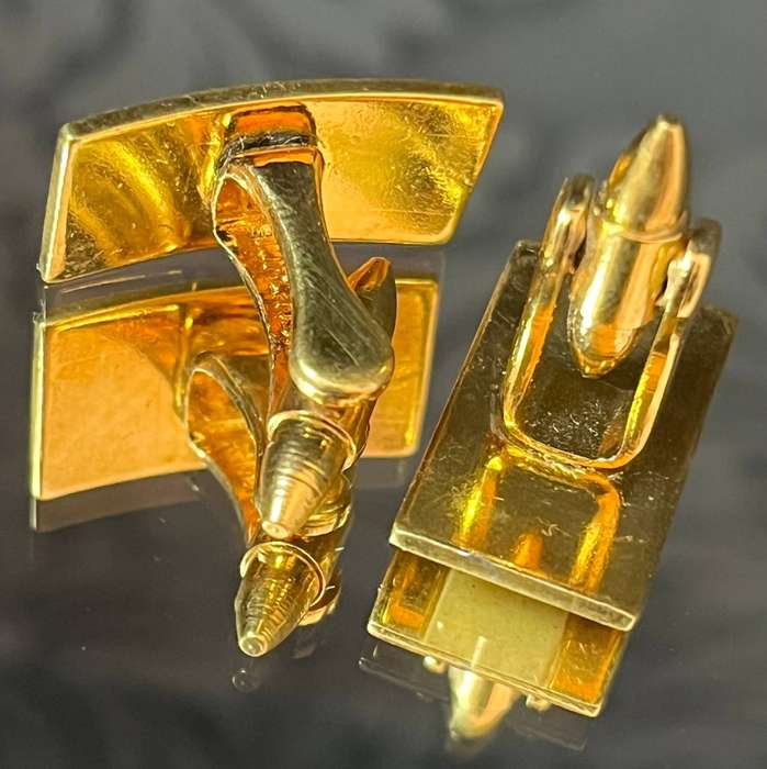 Retro Mens Cufflinks  Rectangular Gold Design with Stripes