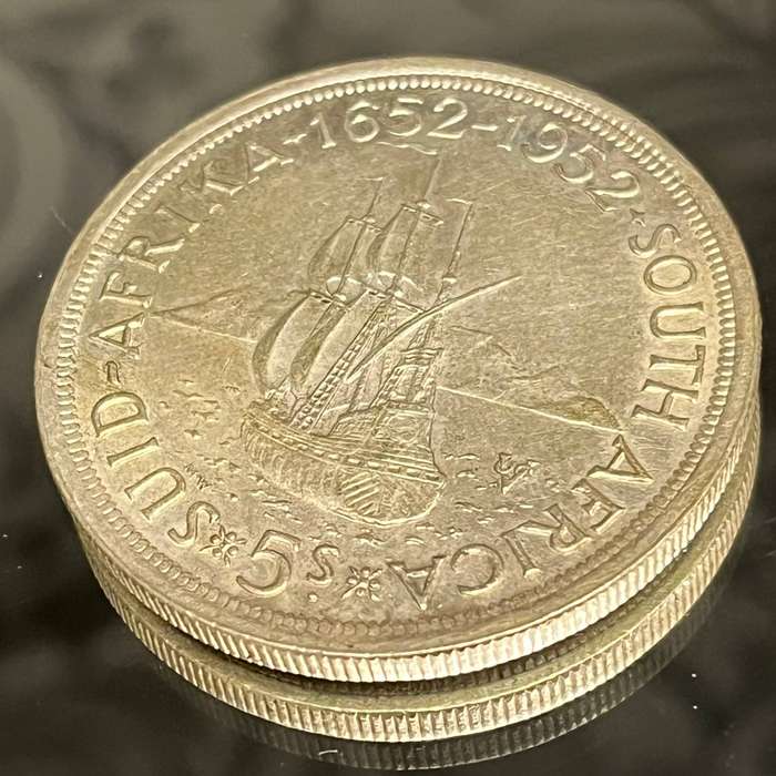 South Africa  1952 300th Anniversary Silver Crown (5 Shillings, 50% Silver)