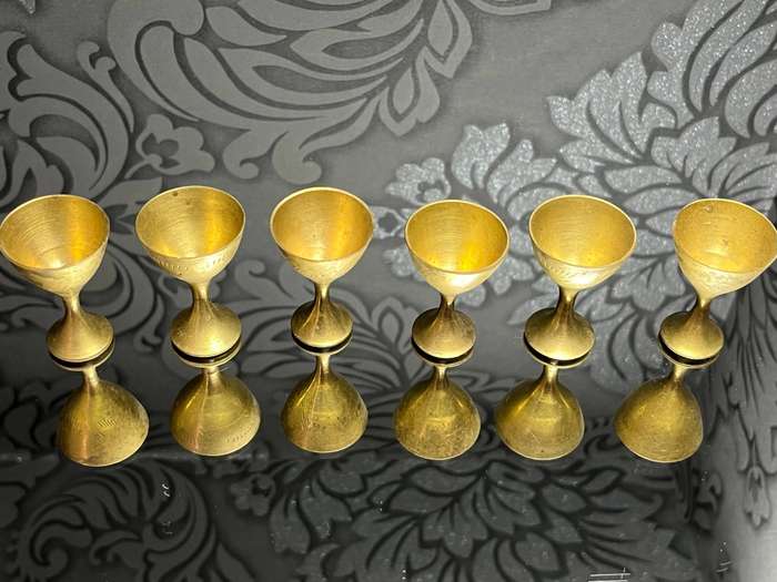 Vintage Miniature Brass Cups (Set of 6)  Goblets