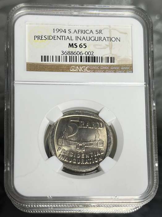  1994 South Africa R5  Presidential Inauguration  NGC MS65 