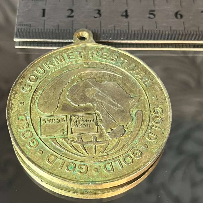 Vintage Gold-Tone Medal  Gourmet Festival Swiss Award