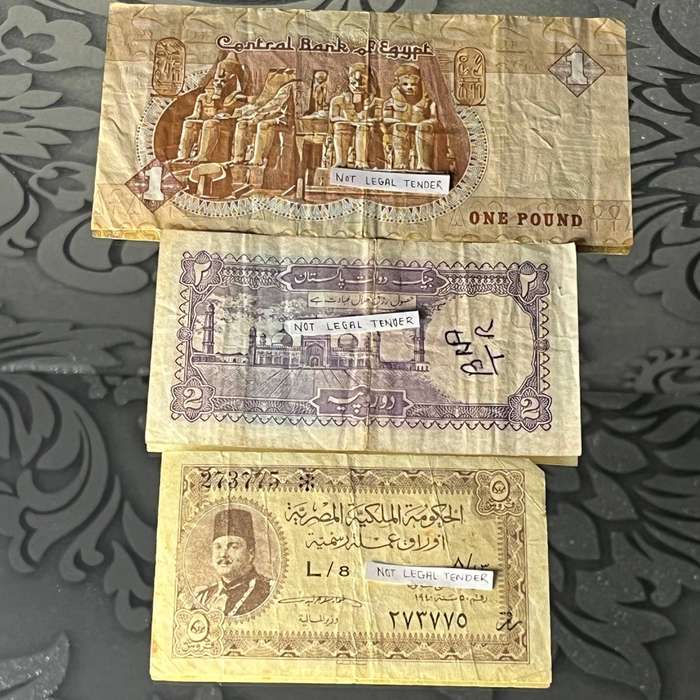 Lot  3 Notes from Egypt & Pakistan  Historic Paper Money