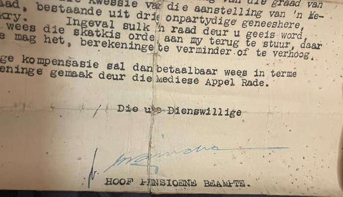 1925 Anglo-Boer War Pension Letter  Pretoria Treasury  Original Document