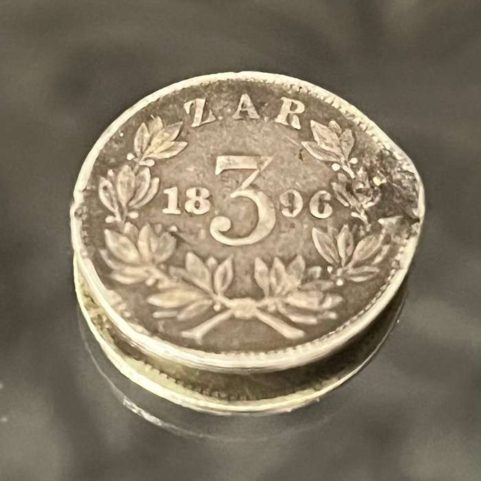 1896 ZAR Silver Threepence  Boer War Era Paul Kruger Coin