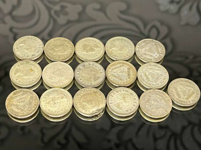 South Africa 16x Silver Threepence Coins  Mixed Dates (1952s1960s)