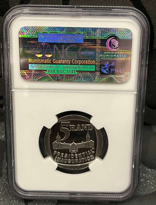 1994 Presidential Inauguration 5 Rand  NGC PF67 Ultra Cameo  With Original Election Ballot