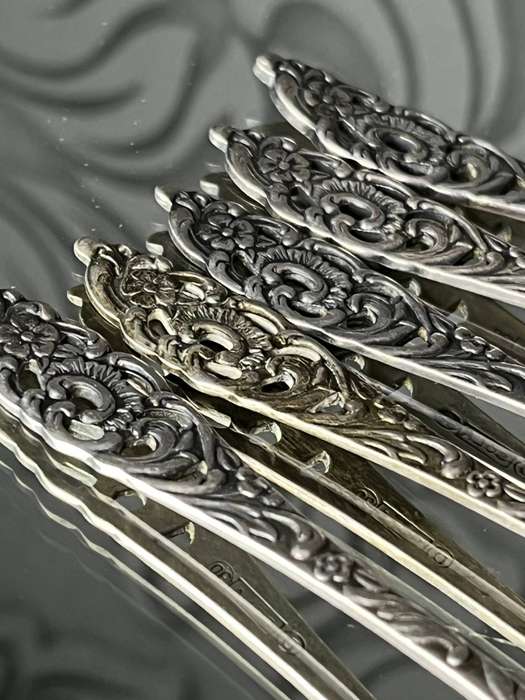 Set of 5 D. Sola 90 Silver-Plated Espresso Spoons  Ornate Floral Design  Collectible Cutlery