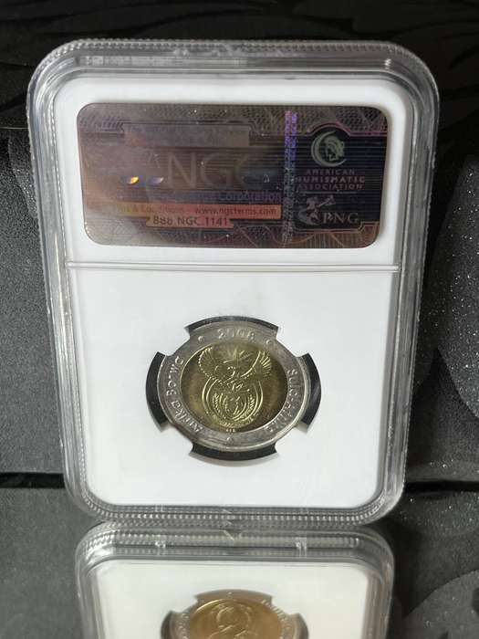 South Africa 2008 Mandela 90th Birthday 5 Rand  NGC MS65  Graded Coin