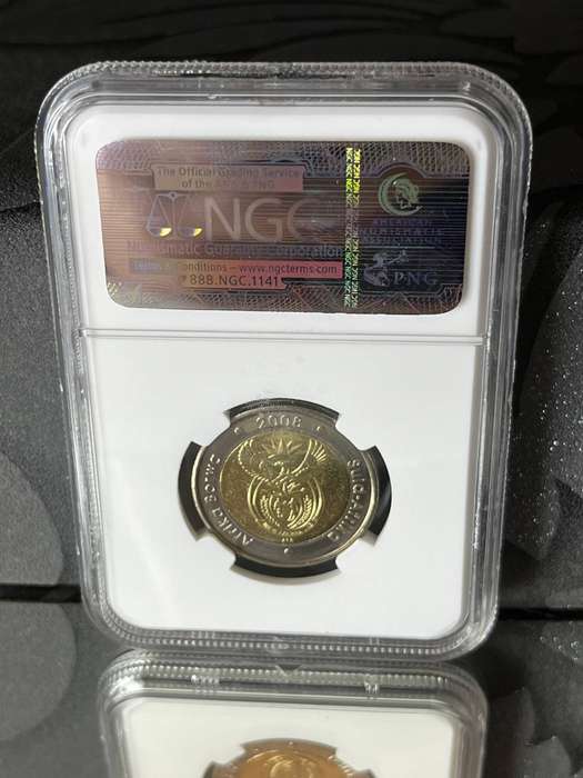 South Africa 2008 Mandela 90th Birthday 5 Rand  NGC MS65  Graded Coin