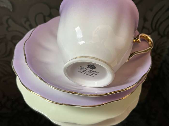 Royal Albert Bone China Trio  Rainbow Lilac  Collectors Tea Cup Saucer Plate