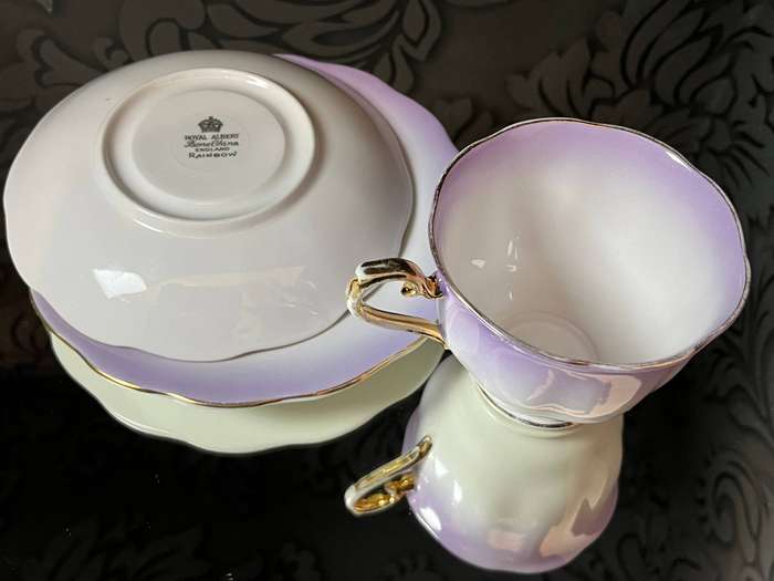 Royal Albert Bone China Trio  Rainbow Lilac  Collectors Tea Cup Saucer Plate