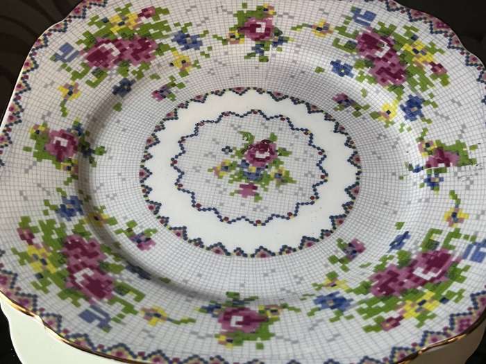 Royal Albert Petit Point Side Plate  Embroidery Pattern Roses  English Bone China