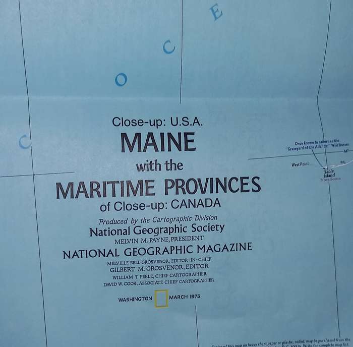 1975 Folded Map of  MAINE U.S.A Published By National Geographic 57x89cm