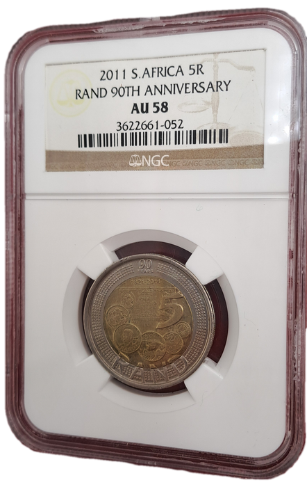 2011 South Africa R5 90th Anniversary of the Reserve Bank-NGC Graded AU58