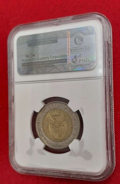 2011 South Africa R5 90th Anniversary of the Reserve Bank-NGC Graded AU58