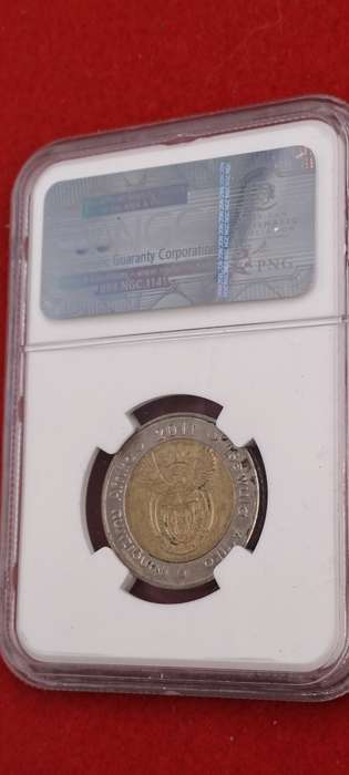 2011 South Africa R5 90th Anniversary of the Reserve Bank-NGC Graded AU58