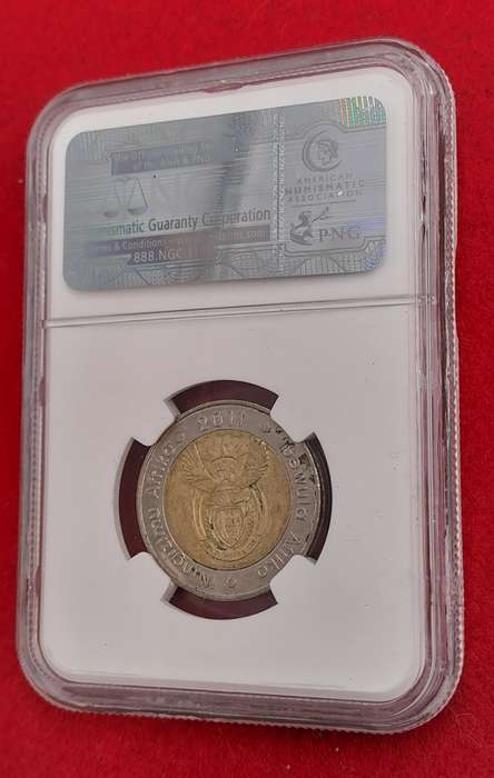 2011 South Africa R5 90th Anniversary of the Reserve Bank-NGC Graded AU58