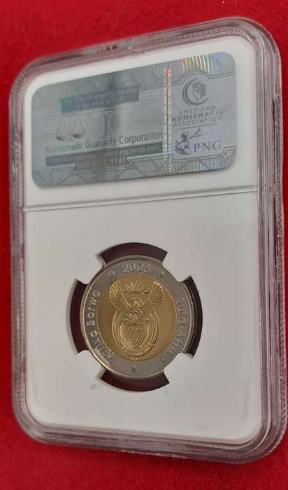 2008 South Africa R5 Mandela 90th Birthday Coin-NGC Graded MS66