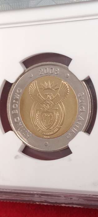 2008 South Africa R5 Mandela 90th Birthday Coin-NGC Graded MS66