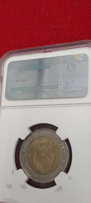 2011 South Africa R5 90th Anniversary of the Reserve Bank-NGC Graded AU58