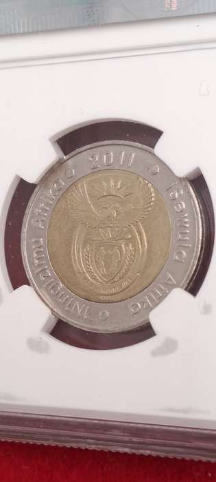 2011 South Africa R5 90th Anniversary of the Reserve Bank-NGC Graded AU58