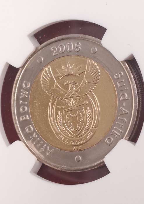 2008 South Africa R5 Mandela 90th Birthday Coin-NGC Graded MS64