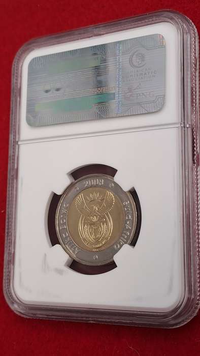 2008 South Africa R5 Mandela 90th Birthday Coin-NGC Graded MS66