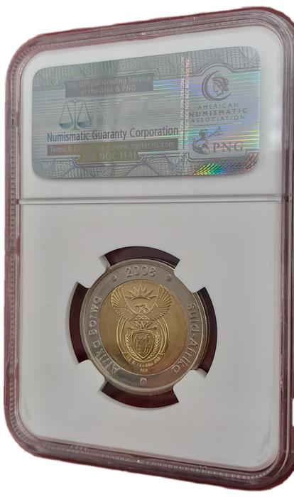 2008 South Africa R5 Mandela 90th Birthday Coin-NGC Graded MS66