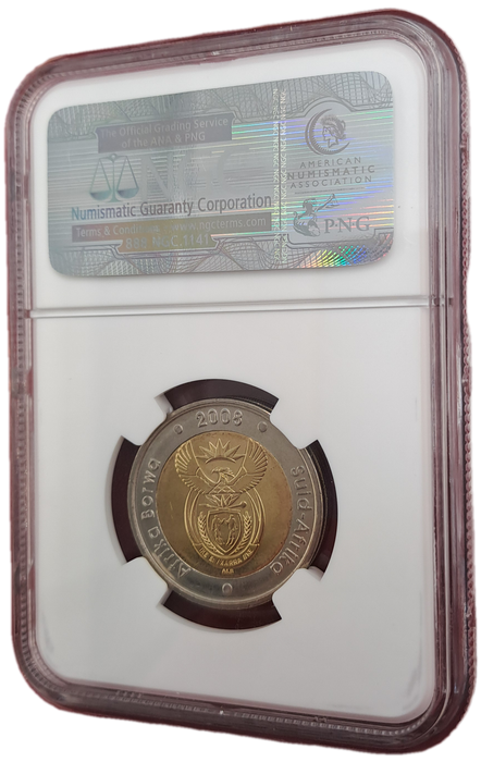 2008 South Africa R5 Mandela 90th Birthday Coin-NGC Graded MS66