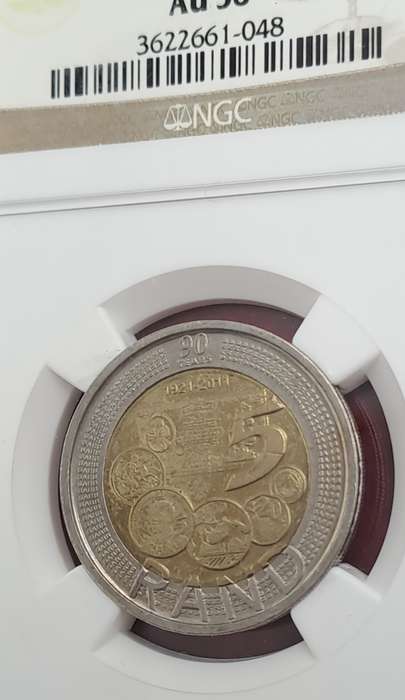 2011 South Africa R5 90th Anniversary of the Reserve Bank-NGC Graded AU58