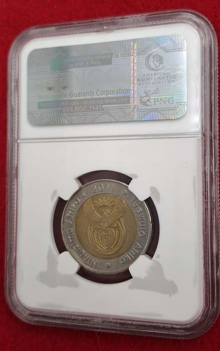 2011 South Africa R5 90th Anniversary of the Reserve Bank-NGC Graded AU58