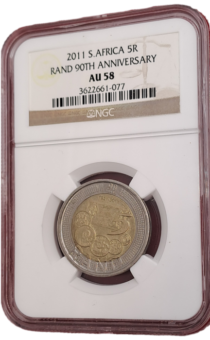 2011 South Africa R5 90th Anniversary of the Reserve Bank-NGC Graded AU58