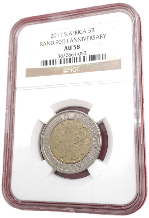 2011 South Africa R5 90th Anniversary of the Reserve Bank-NGC Graded AU58