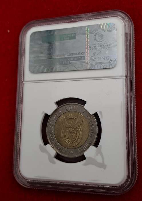2011 South Africa R5 90th Anniversary of the Reserve Bank-NGC Graded AU58